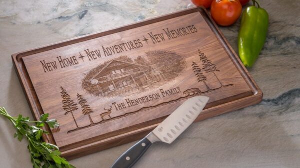 Laser Engraved Personalized Rectangular Wooden Cutting Board