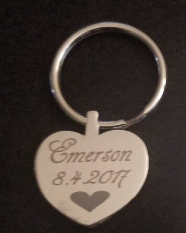 Engraved Heart Metal Keychains