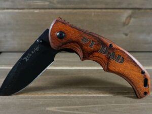 Text Only Elk Ridge Laser Engraved Personalized Wooden Knife