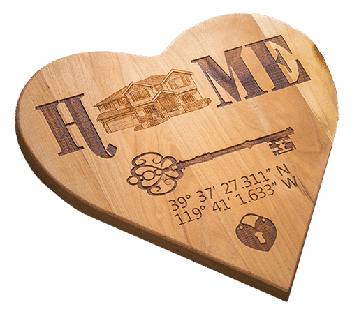 engraved heart cutting board