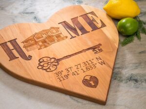 Laser Engraved Heart Shaped Cutting Board